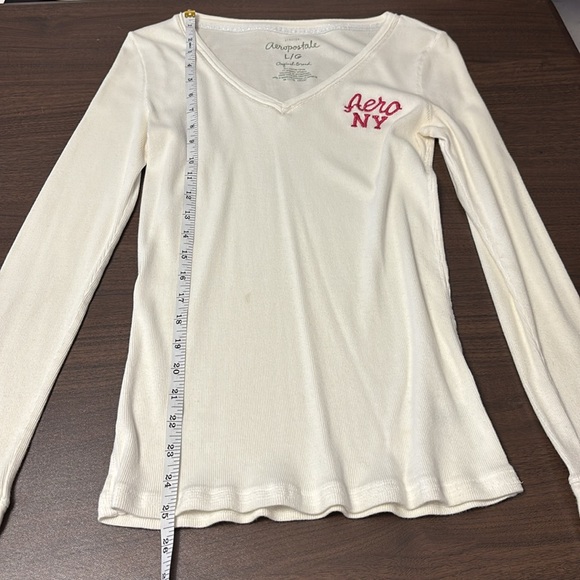 Aeropostale White Long Sleeve Tee with Sparkly Pink Logo - Picture 5 of 8